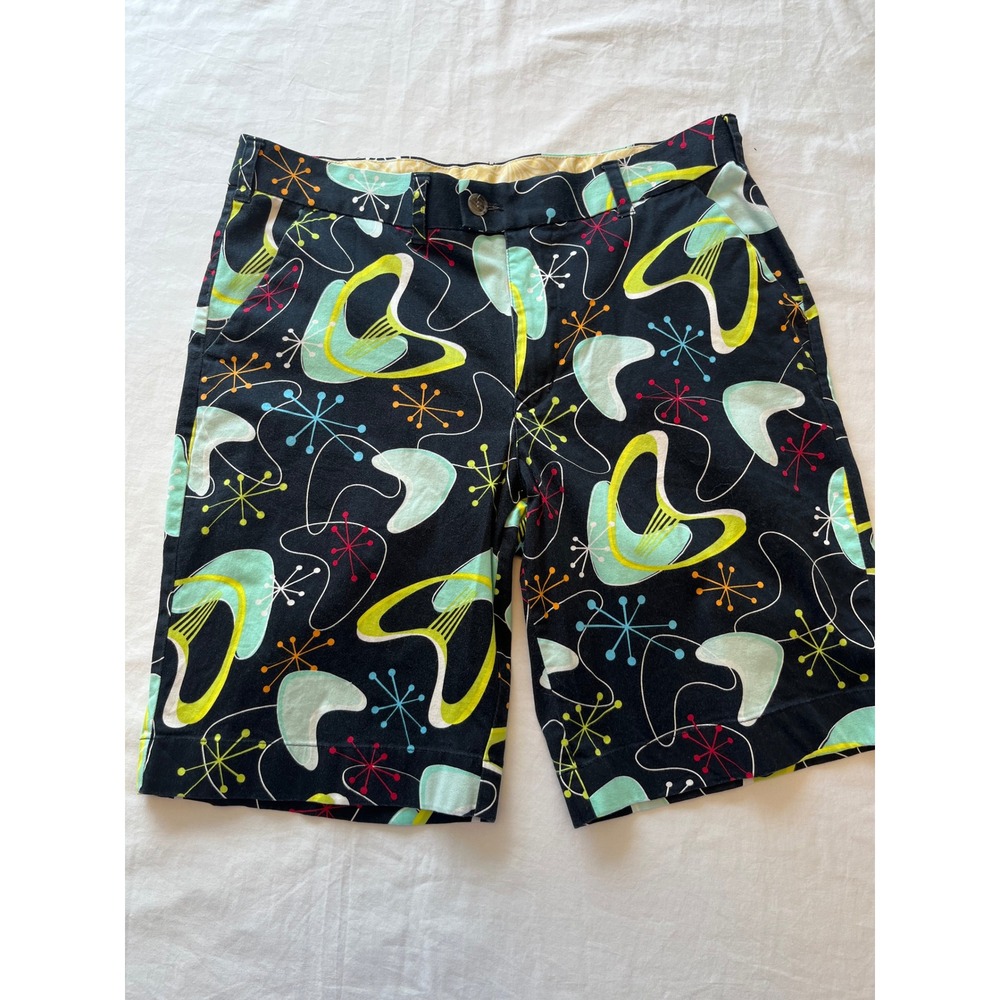 Loudmouth‎ Atomic Starburst Shorts Black Blue Yellow Green Orange Sz 34